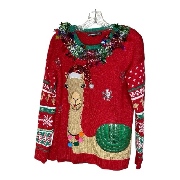 united states sweaters Sweaters - United States Sweaters Red Llama Holiday Ugly Christmas Sweater Sz M